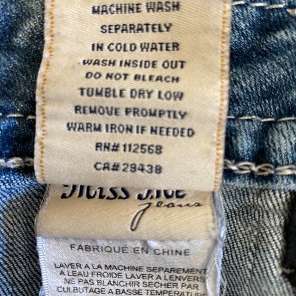 Miss Me Signature Bootcut Jeans Distressed Patchwork-Plaid Pocket Sz 32 #178H - Picture 14 of 14